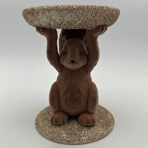 Bath & Body Works Squirrel Holding Acorn 3 Wick Pedestal Candle Holder Stand